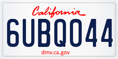 CA license plate 6UBQ044