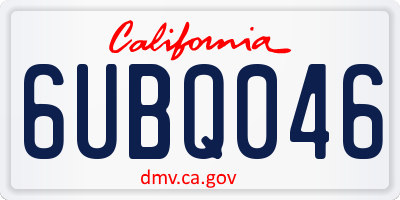 CA license plate 6UBQ046