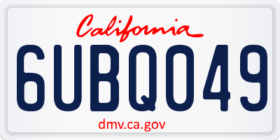 CA license plate 6UBQ049