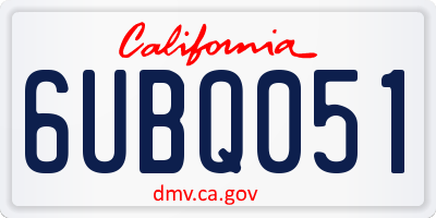CA license plate 6UBQ051