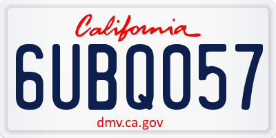 CA license plate 6UBQ057