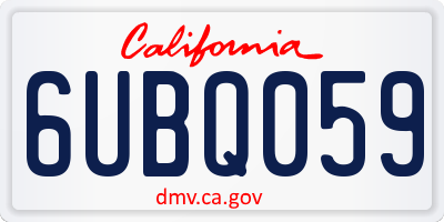 CA license plate 6UBQ059