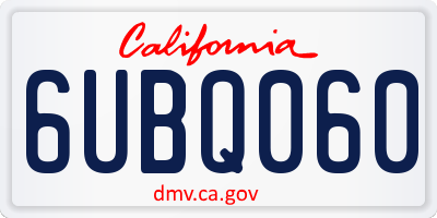 CA license plate 6UBQ060