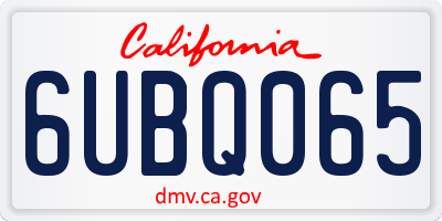 CA license plate 6UBQ065