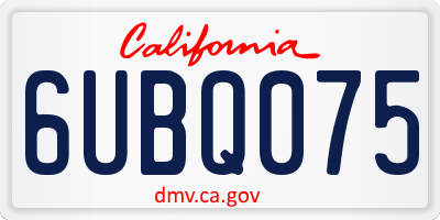CA license plate 6UBQ075
