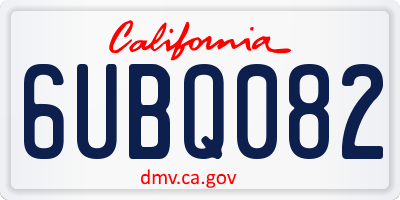 CA license plate 6UBQ082