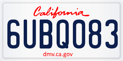 CA license plate 6UBQ083