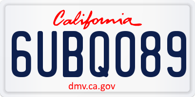 CA license plate 6UBQ089
