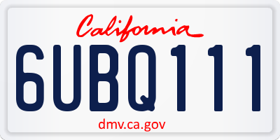 CA license plate 6UBQ111