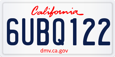 CA license plate 6UBQ122