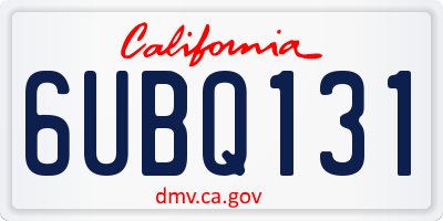 CA license plate 6UBQ131