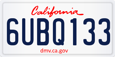 CA license plate 6UBQ133