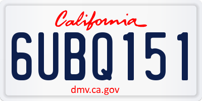 CA license plate 6UBQ151