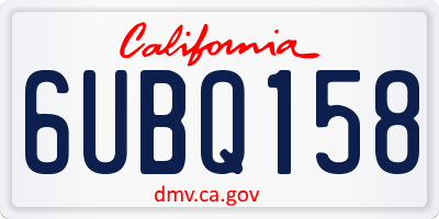 CA license plate 6UBQ158