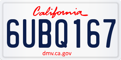 CA license plate 6UBQ167