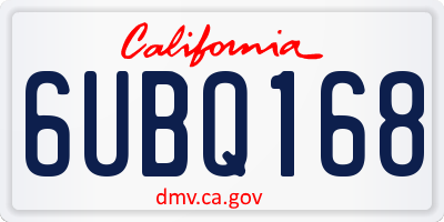 CA license plate 6UBQ168
