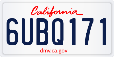 CA license plate 6UBQ171
