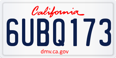 CA license plate 6UBQ173