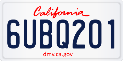 CA license plate 6UBQ201