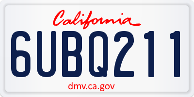 CA license plate 6UBQ211