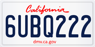 CA license plate 6UBQ222