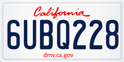 CA license plate 6UBQ228