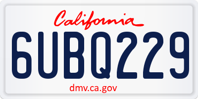 CA license plate 6UBQ229