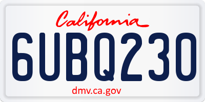 CA license plate 6UBQ230