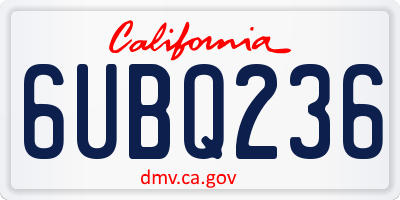 CA license plate 6UBQ236