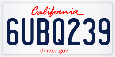 CA license plate 6UBQ239