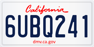 CA license plate 6UBQ241