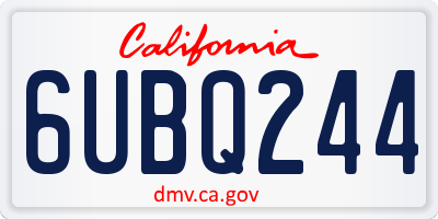 CA license plate 6UBQ244