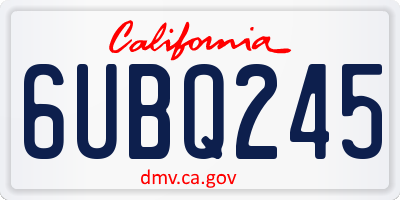 CA license plate 6UBQ245
