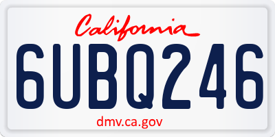 CA license plate 6UBQ246