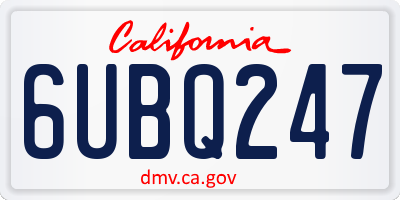 CA license plate 6UBQ247