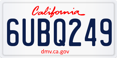 CA license plate 6UBQ249