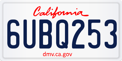 CA license plate 6UBQ253