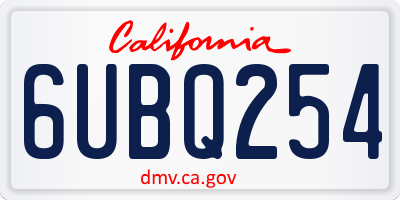 CA license plate 6UBQ254