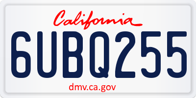 CA license plate 6UBQ255