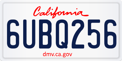 CA license plate 6UBQ256