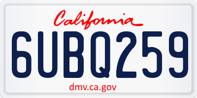 CA license plate 6UBQ259