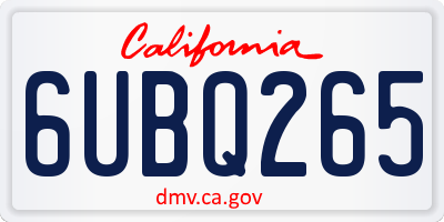 CA license plate 6UBQ265