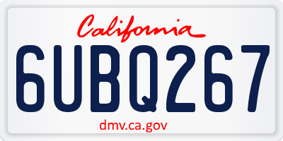 CA license plate 6UBQ267