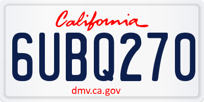 CA license plate 6UBQ270