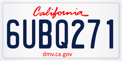 CA license plate 6UBQ271