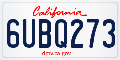CA license plate 6UBQ273