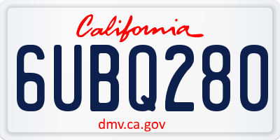 CA license plate 6UBQ280