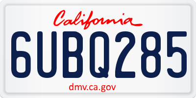 CA license plate 6UBQ285