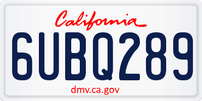 CA license plate 6UBQ289