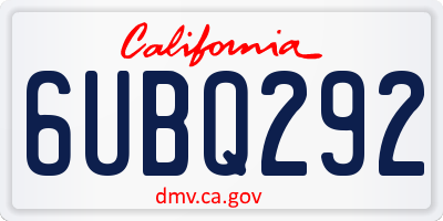 CA license plate 6UBQ292
